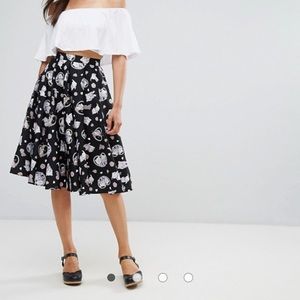 50's Skater black skirt with cat print